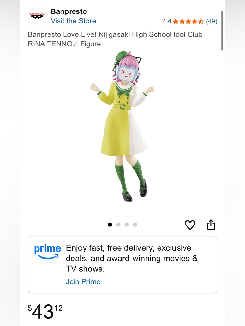Banpresto Rina Tennoji Figure - Green and Yellow School Outfit